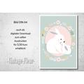 Kinderzimmer Poster A4 / A3, Hase mit Blumen 