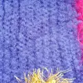 Schal gestrickt lila bunt Fransen grün