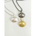 Muschel midi Anhänger Silber, Silber geschwärzt, Gold