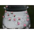 Blumenschmuck Weiss Hochzeitsauto Schwarz Pink 