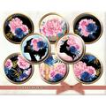 -Cab009- Cabochon Vorlagen Aquarell Silhouette 