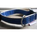 Unique Segeltuch Halsband blau-beige S Halsumfang: 32-47 cm / Breite: 25mm
