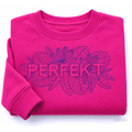 „Perfekt“ Trapunto Schriftzug