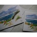 Dünenlandschaft aquarelliert, digitalisiert und als Kunstkarte fertig gestellt (Kopie)