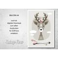 Kinderzimmer Wandbild, Poster A4/A3, Tribal Hirsch 