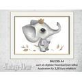 Kinderzimmer Poster Wandbild DIN A4/A3, Elefant  