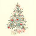 Tanne mit rotem Schmuck Weihnachtskarte  / Christmas Tree Card
