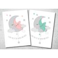 Kinderzimmer Wandbild Poster A4/A3, Mond und Stern 