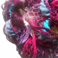 Strickschal Spitze lila magenta türkis