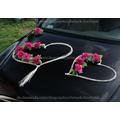 Autodekoration Hochzeit Rosen und Rattan Herzen 