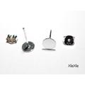5 Paar 925 Silber Ohrstecker 6mm rhodiniert mit Klebe Platte
