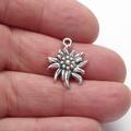 25 Stück Edelweiß Anhänger Charm, antik silberfarben, ca. 20x15mm, Schmuckanhänger für DIY