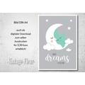 Kinderzimmer Poster A4 /A3, Mond und Stern 