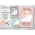 Kinderzimmer Wandbild, Poster A4, Schwan 
