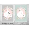 Kinderzimmer Poster A4 / A3, Hase mit Blumen 