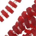 1 Strang  Meerglas Perlen quadratisch rot