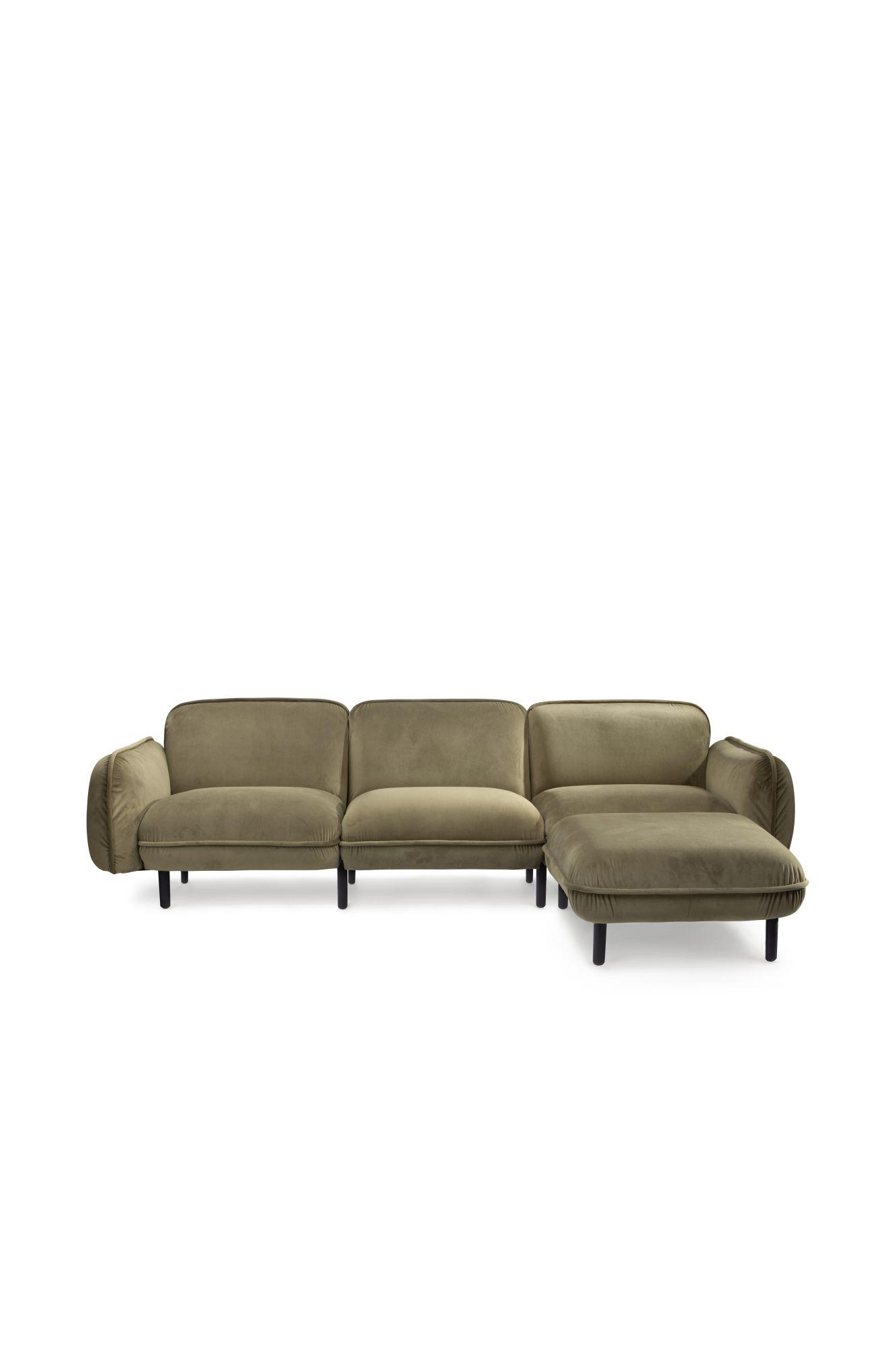 Modulares Designersofa BEAN mit Pouf in grün im skandinavischen Stil
