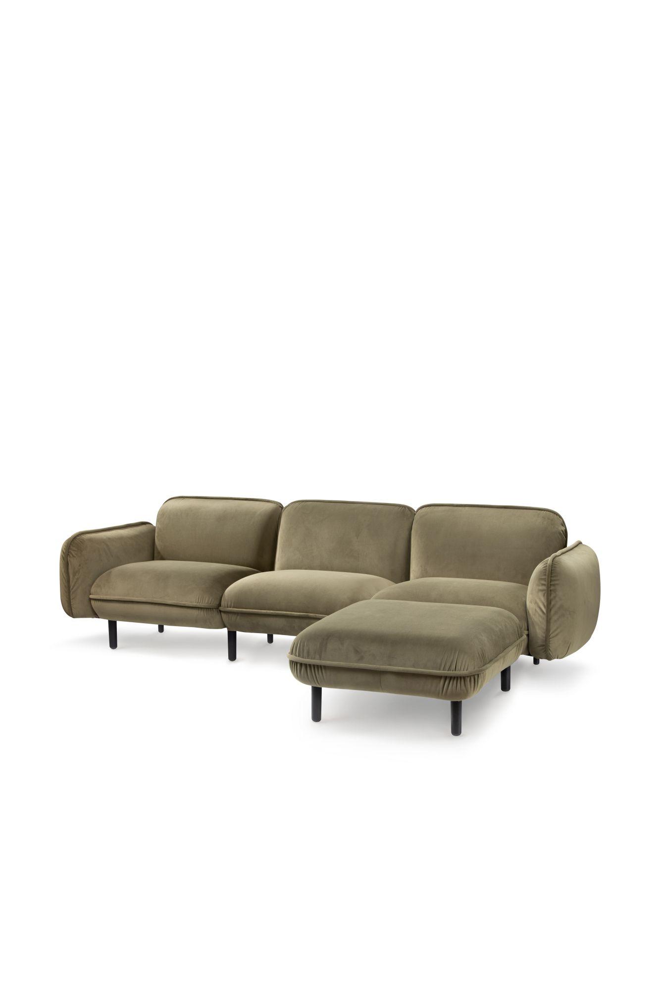 Modernes 3-Sitzer Loungesofa BEAN in grün für Wohnzimmer, Loungebereich und Wartezimmer