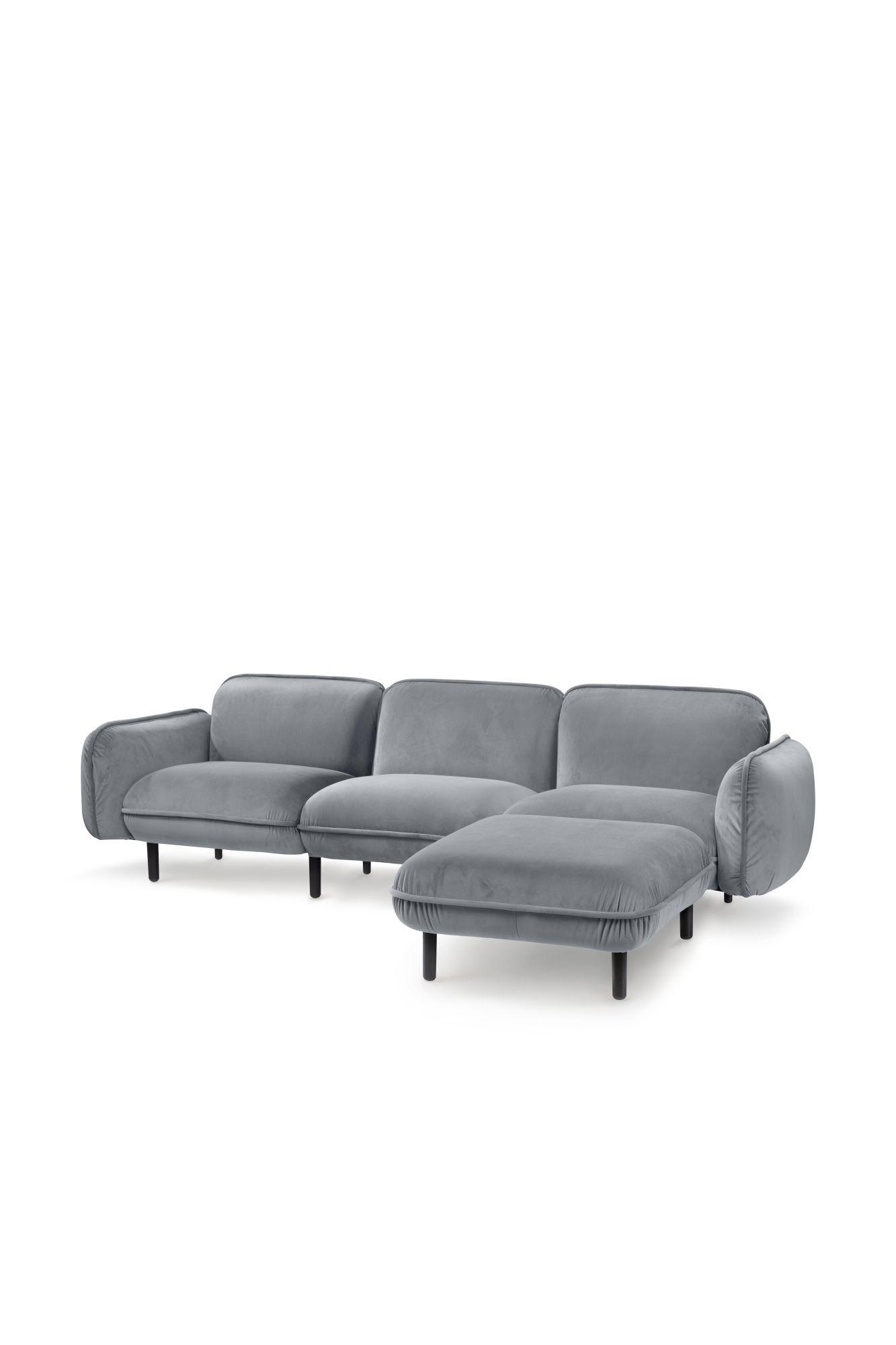 Graues skandinavisches Modulsofa BEAN mit Pouf - bequemes Designersofa für Wohnzimmer, wartezimmer und Empfangsbereiche