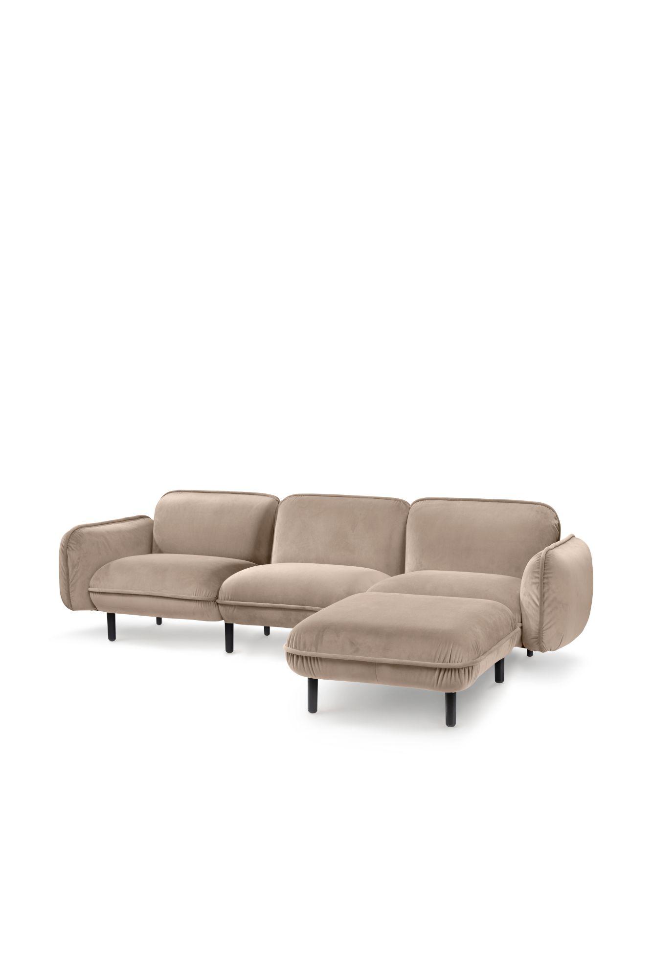 Bequemes skandinavisches 3er-Sofa BEAN mit modernem Design in beige