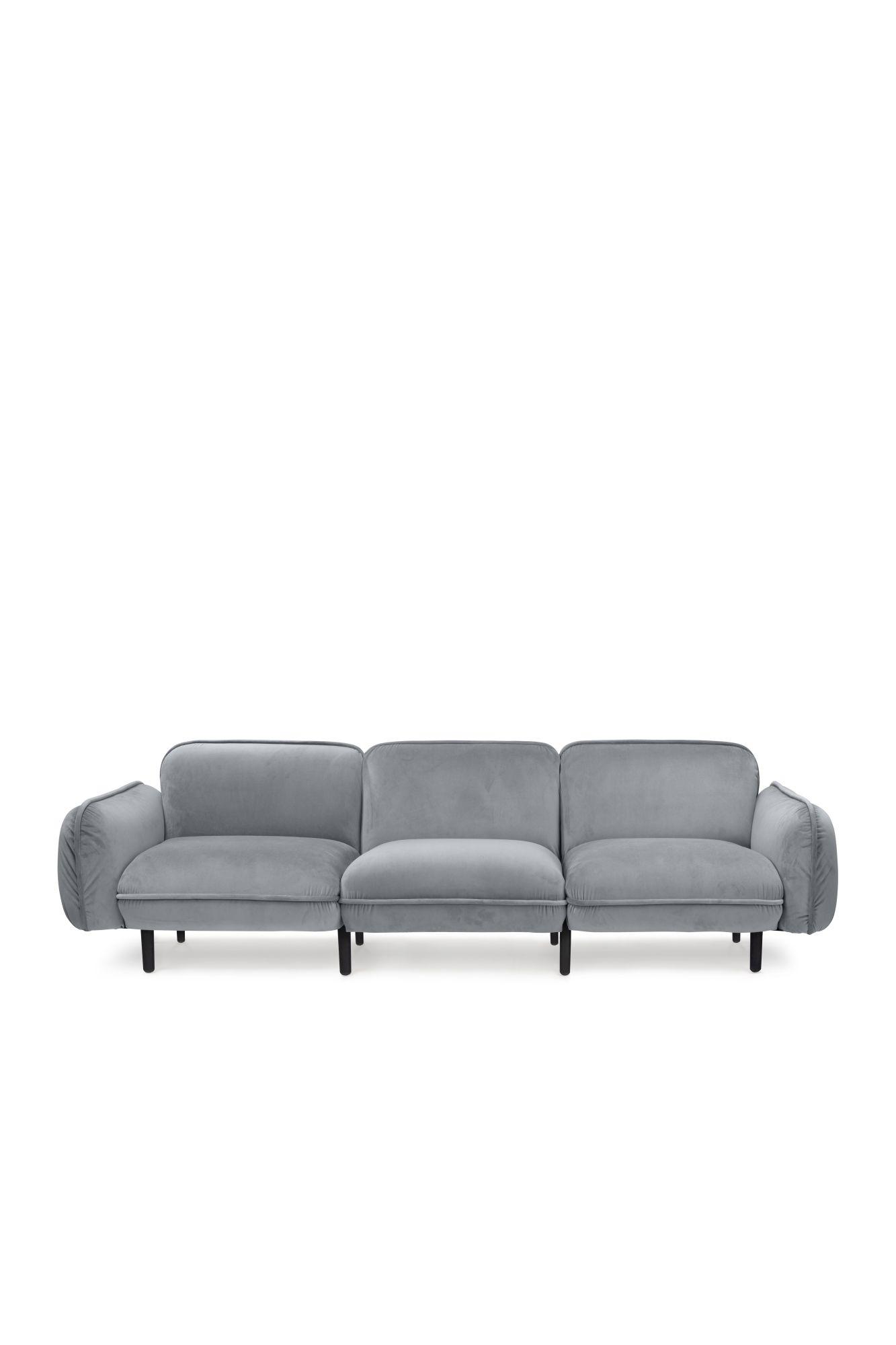 3er Designersofa BEAN in grau mit modularem Aufbau
