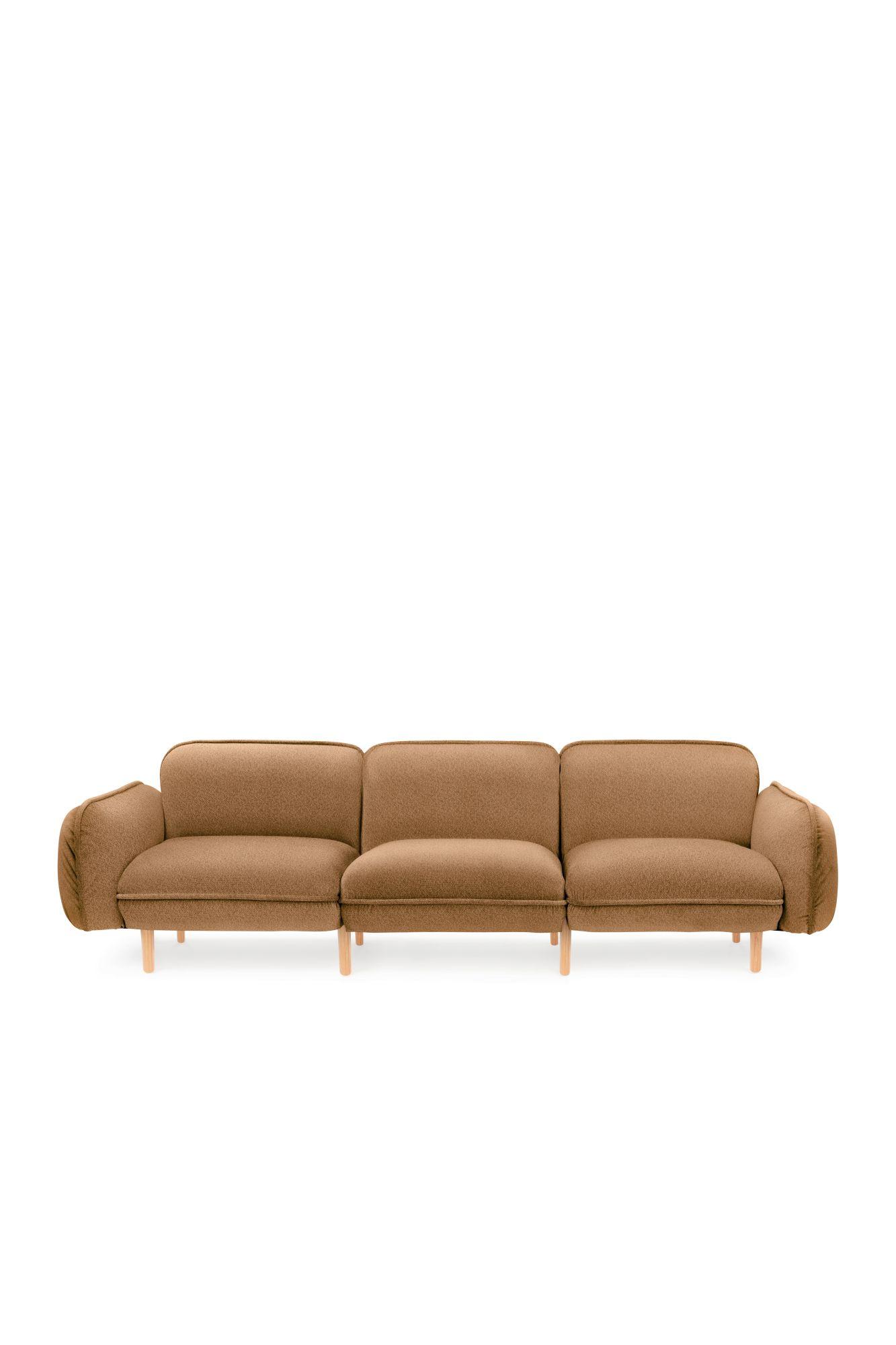 3er Designersofa BEAN in senfgelb mit modularem Aufbau