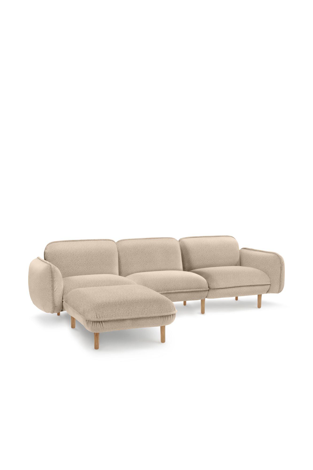 Hellbeiges skandinavisches Modulsofa BEAN mit Pouf - bequemes Designersofa für Wohnzimmer, wartezimmer und Empfangsbereiche