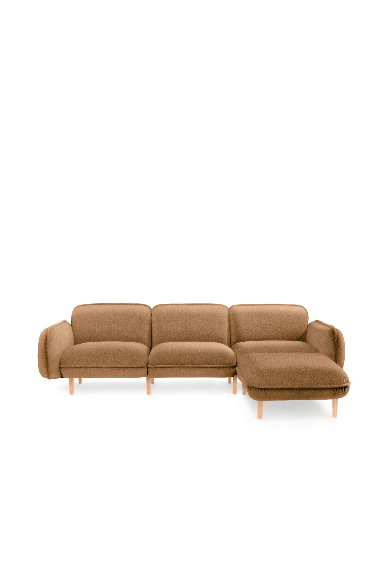 Modulares Designersofa BEAN mit Pouf in senfgelb im skandinavischen Stil