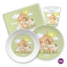 Kindergeschirr Set mit Namen personalisiert, Bauernhof- 4 teilig