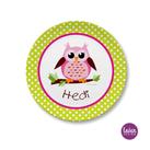 Kinderteller flach "Eule", Dots grün