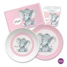 Kindergeschirr Set mit Namen personalisiert, Babyelefant, Kinderteller, Kindertasse