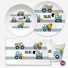 Autos Kindergeschirr Set personalisiert, 4 teilig 