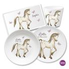 Kindergeschirr Set mit Namen personalisiert, Pferd- 4 teilig 