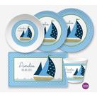 Kindergeschirr mit Namen personalisiert, Segelschiff