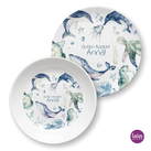 Personalisiertes Kindergeschirr Set, Kinderteller Unterwasserwelt, Wale