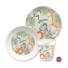 Kinderteller Dschungeltiere | Geschenk zur Geburt, Taufe | Personalisiertes Kindergeschirr