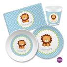 Kindergeschirr Set mit Namen personalisiert, Löwe- 4 teilig 