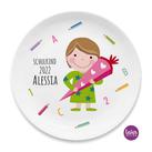 Kinderteller Einschulung Schulkind - Personalisierter Teller für Mädchen zum Schulanfang