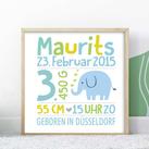 Personalisiertes Poster  "Elefant " mit Namen und Geburtsdaten