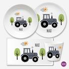 Kindergeschirr mit Namen personalisiert, Traktor