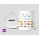 Spardose Fische zur Kommunion personalisiert