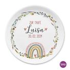 Geburtsteller mit Namen und Geburtsdatum, Regenbogen