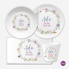 Kindergeschirr Set mit Namen personalisiert, Blumen