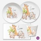 Kindergeschirrset 4 teilig aus Melamin, Dschungeltiere