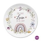 Geburtsteller mit Namen und Geburtsdatum, Regenbogen