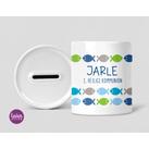 Spardose Fische zur Kommunion personalisiert