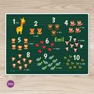 Platzset, Platzdeckchen, Tischset, Zahlen Tiere 