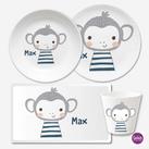 Kindergeschirr Set mit Namen personalisiert, Affe