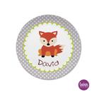 Kinderteller flach "Fuchs", Dots grau