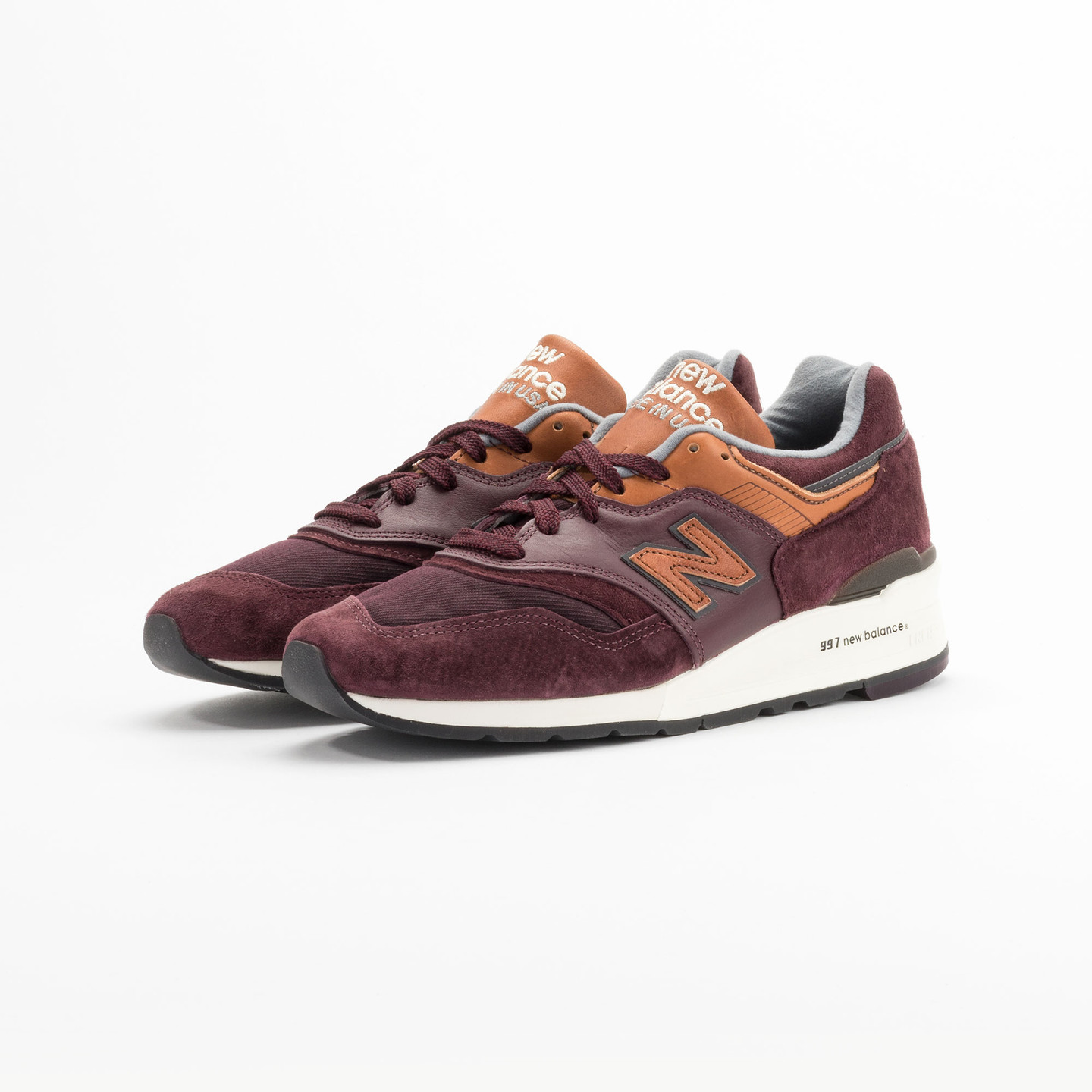 New Balance M997 Made in USA Burgundy / Light Brown M997DSLR-44